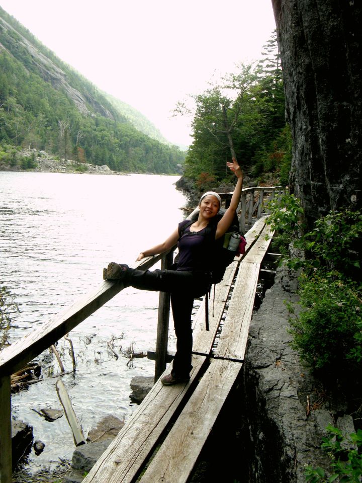 My first blog selfie! Ballet barre stretch on a Hitch-Up Matilda along Avalanche Lake